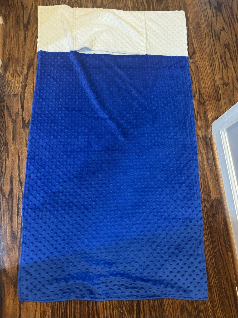 Plush Two-Tone Blue and Cream Minky Throw Blanket - nap mat